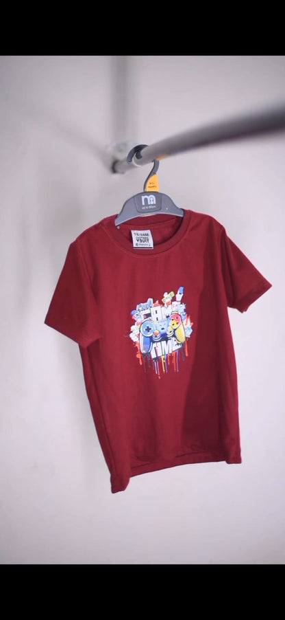 Game Time Printed Kids T Shirt Stylish Casual Comfortable Daily Wear For Boys And Girls 4-5 Year/Black