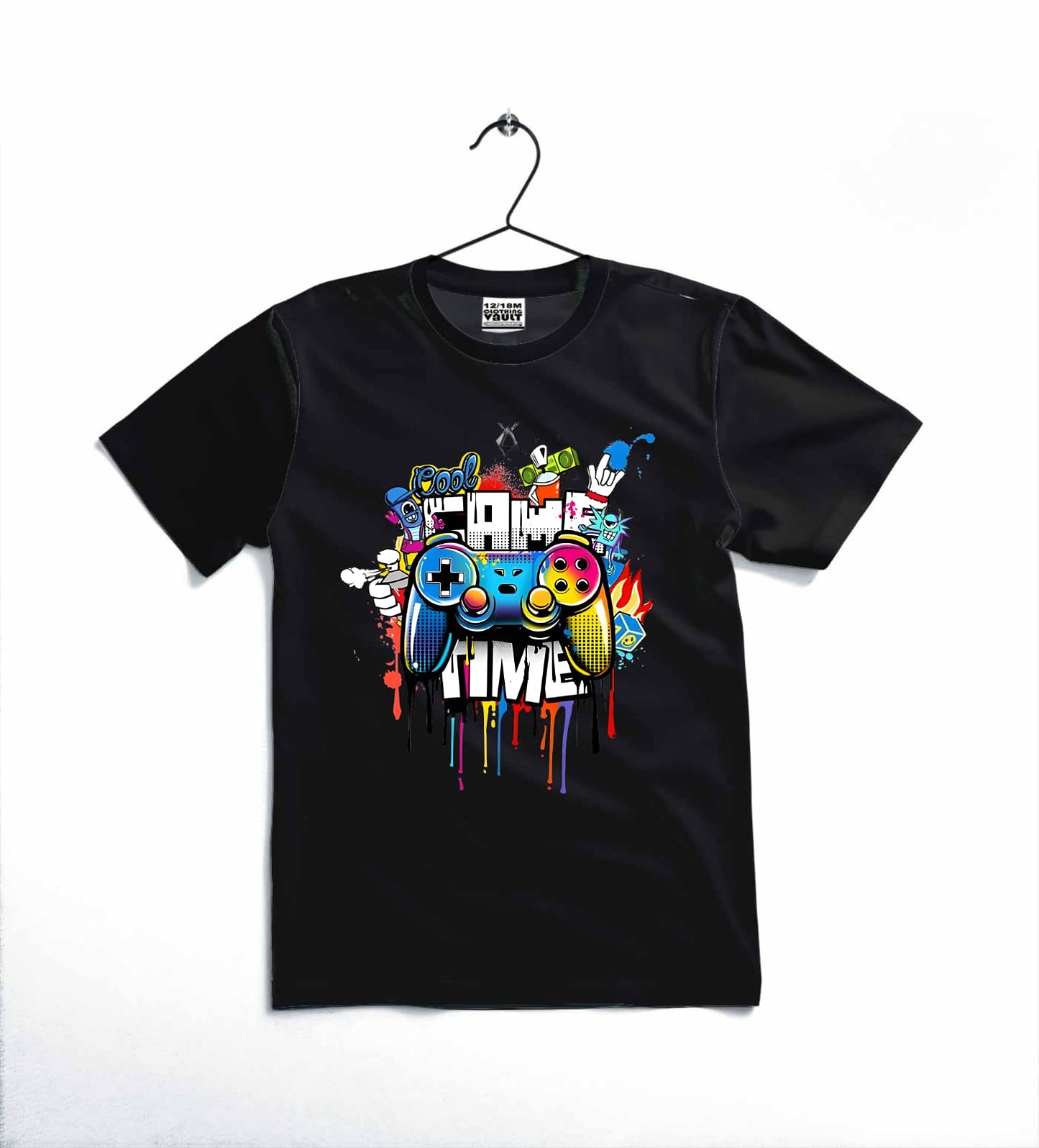 Game Time Printed Kids T Shirt Stylish Casual Comfortable Daily Wear For Boys And Girls 4-5 Year/Black