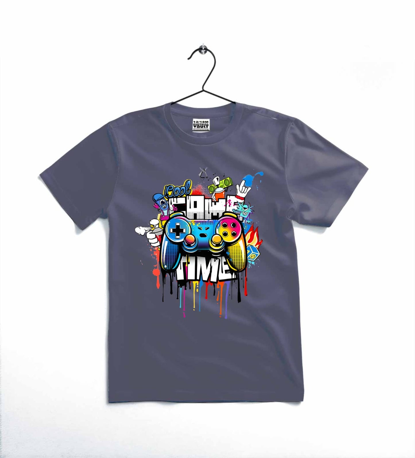 Game Time Printed Kids T Shirt Stylish Casual Comfortable Daily Wear For Boys And Girls 4-5 Year/Black