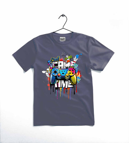 Game Time Printed Kids T Shirt Stylish Casual Comfortable Daily Wear For Boys And Girls 4-5 Year/Black