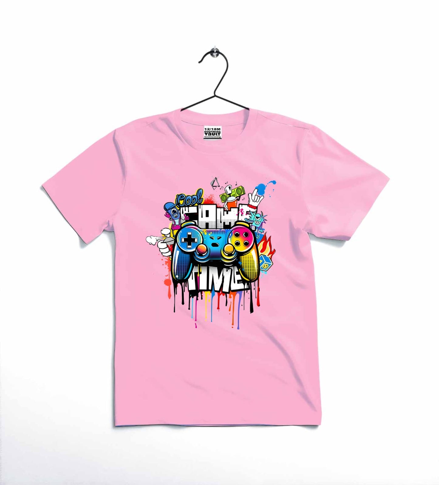 Game Time Printed Kids T Shirt Stylish Casual Comfortable Daily Wear For Boys And Girls 4-5 Year/Black